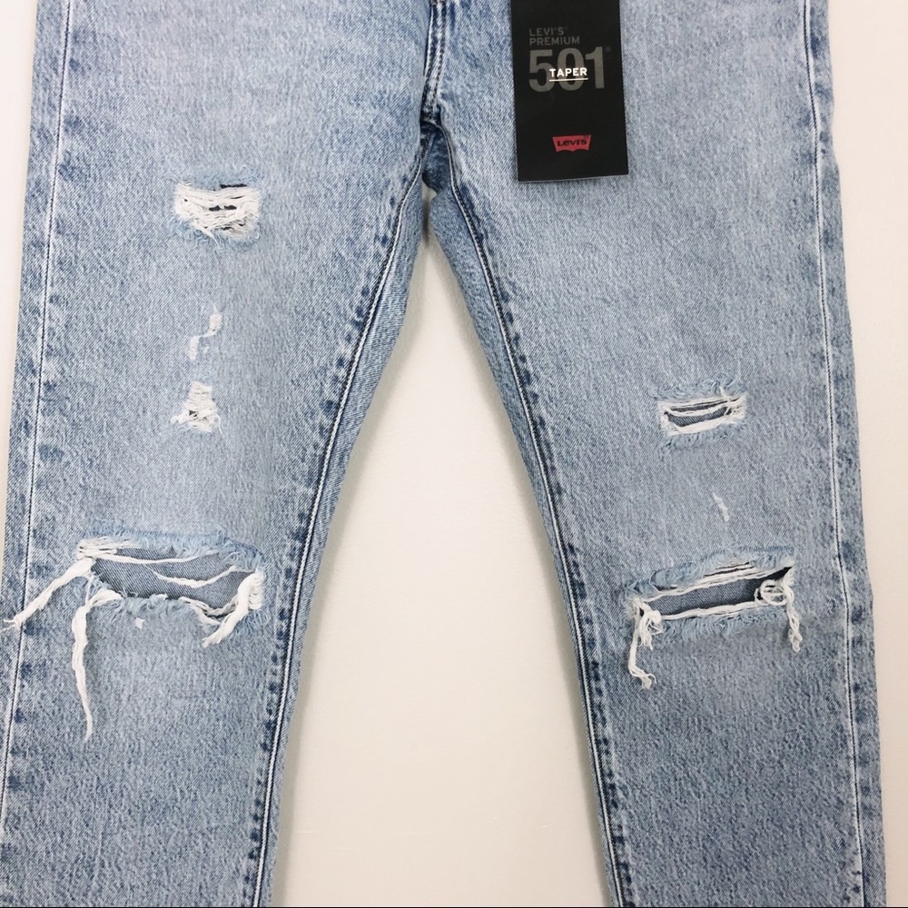 SOLD NWT Levi’s 501 Tapered Distressed Jeans - Picture 3 of 8